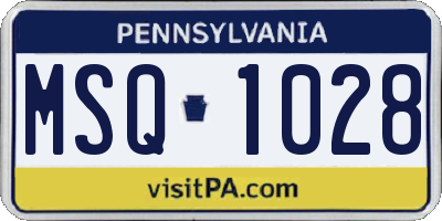 PA license plate MSQ1028
