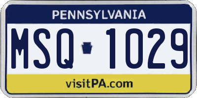 PA license plate MSQ1029