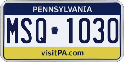 PA license plate MSQ1030