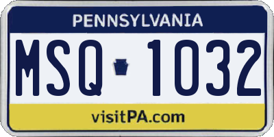 PA license plate MSQ1032
