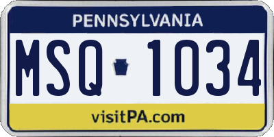 PA license plate MSQ1034
