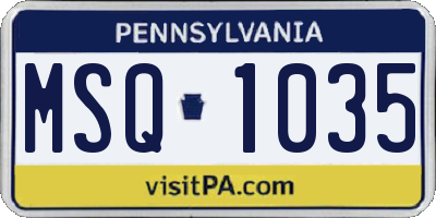 PA license plate MSQ1035