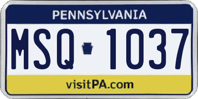 PA license plate MSQ1037
