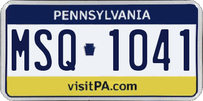 PA license plate MSQ1041