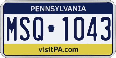 PA license plate MSQ1043