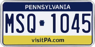 PA license plate MSQ1045