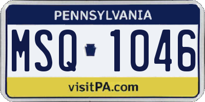 PA license plate MSQ1046