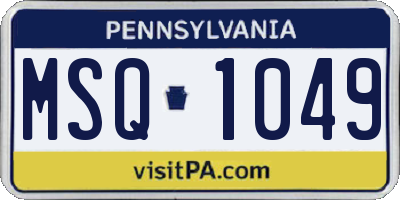 PA license plate MSQ1049