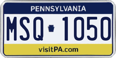 PA license plate MSQ1050