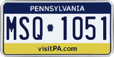 PA license plate MSQ1051