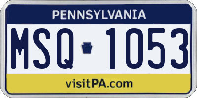PA license plate MSQ1053