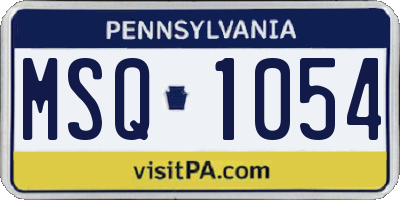 PA license plate MSQ1054