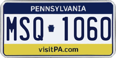 PA license plate MSQ1060
