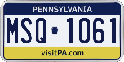 PA license plate MSQ1061