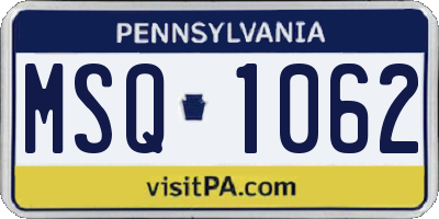 PA license plate MSQ1062