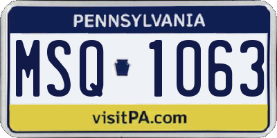 PA license plate MSQ1063