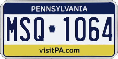 PA license plate MSQ1064