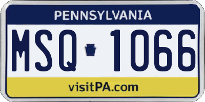 PA license plate MSQ1066
