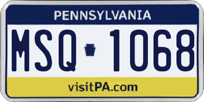 PA license plate MSQ1068