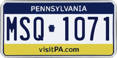 PA license plate MSQ1071