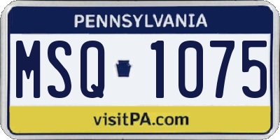 PA license plate MSQ1075