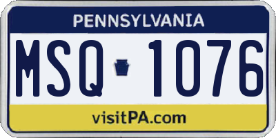 PA license plate MSQ1076