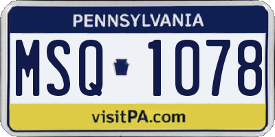 PA license plate MSQ1078