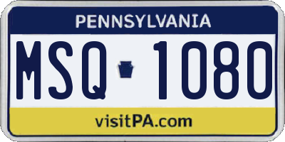 PA license plate MSQ1080