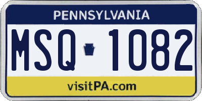 PA license plate MSQ1082