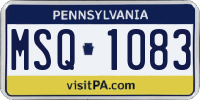 PA license plate MSQ1083