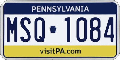 PA license plate MSQ1084