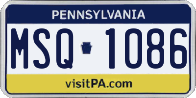 PA license plate MSQ1086