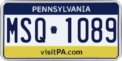 PA license plate MSQ1089