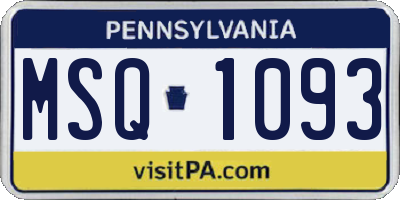 PA license plate MSQ1093