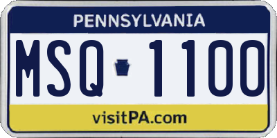 PA license plate MSQ1100