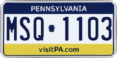 PA license plate MSQ1103
