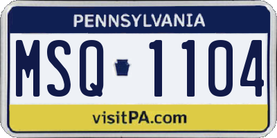 PA license plate MSQ1104