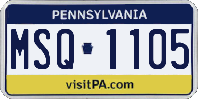 PA license plate MSQ1105