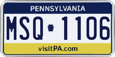 PA license plate MSQ1106