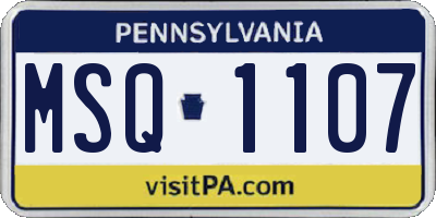 PA license plate MSQ1107
