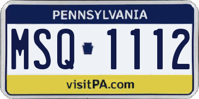PA license plate MSQ1112