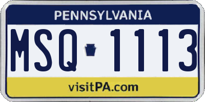 PA license plate MSQ1113