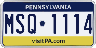 PA license plate MSQ1114