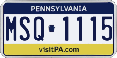 PA license plate MSQ1115