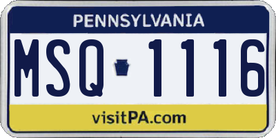 PA license plate MSQ1116