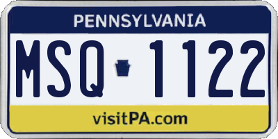 PA license plate MSQ1122