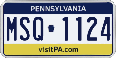 PA license plate MSQ1124