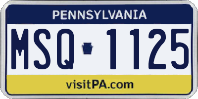 PA license plate MSQ1125