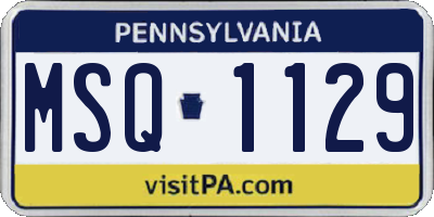 PA license plate MSQ1129