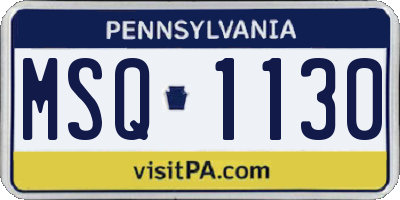 PA license plate MSQ1130